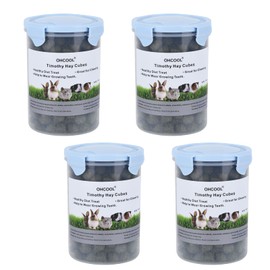 Ohcool Timothy Hay Cubes 40 oz (4 * 10 oz) with Small Size - Timothy Grass Pellets for Tortoises Rabbits Guinea Pig Chinchilla