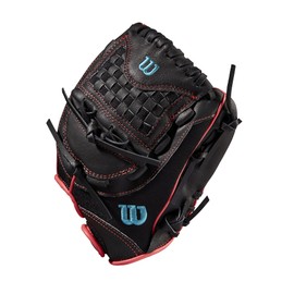 WILSON 2022 A440 Flash - Guante de Campo rápido de 11.5 Pulgadas, Lanzamiento para Mano Izquierda, Negro/Rosa/Azul Tropical