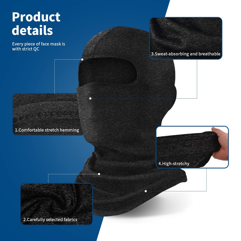YESLIFE Snowflake Grey Balaclava Ski Mask for Men and Women,