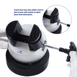 CTISMICE Ball Vise, 5 Inch Engraving Block Setting Tool with 2pcs Jaw, 32pcs Pin Plate Attachments for Jewelry Making, Small-Scale Engraving, Diamond Setting, 360° Rotation Jewelers Standard Ball Vice