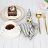 INFEI Plain Striped Cotton Linen Blended Dinner Cloth Napkins -