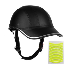 Bicycle Helmet for Adults Small/Large Bike Helmet for Women and Men Adjustable Safe Baseball Cap PU Sunshade 21.7-24.4 INCH Bike Cycling Helmets with 12PCs Reflective Sticker (Black, Large)