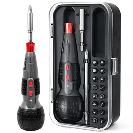 3.6V Cordless Electric Screwdriver, Rechargeable Power Screwdrivers, Automatic Home Repair Tool with Non-slip handle & LED light, Includes 18 Pcs Bit, 1800mAh USB Rechargeable Battery
