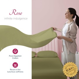 Carressa Linen Luxury 100% Egyptian Cotton Queen Sheets - Premium 1200 Thread Count Cotton Sheets for Queen Size Bed, 4 PC Sage Green Bed Sheets Set, 5-Star Hotel Quality 16" Deep Pocket Cooling Sheet