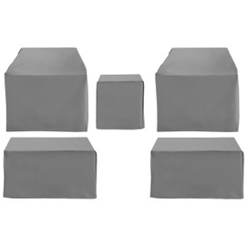 Crosley Furniture Patio Furniture Covers, Waterproof 5-Piece Cover Set for Outdoor Chairs and Tables, Gray