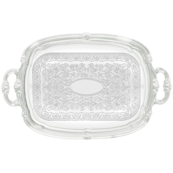 Winco CMT-1912 Oblong Tray with Integrated Handle, Chrome,Medium