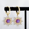 Tangled Rapunzel Spinning Sun Purple Opal Flower Princesses Earrings for