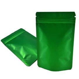 PABCK 50 Pieces 5.5x7.87 inch(Inside Size 4.7x5.1 inch) Stand-Up Resealable Heat Seal Bags 3.55mil Thick Green Foil Sealed Bags for Zip Packaging Lock Food Storage Pouch
