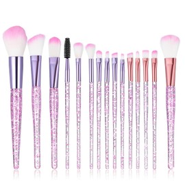 AOZUO 15 Piece Makeup Brush Set, Make-Up Brush Set, Professional Foundation Sparkles Powder Brush Powder Eyeshadow Concealer Highlight Beauty for Women Foundation