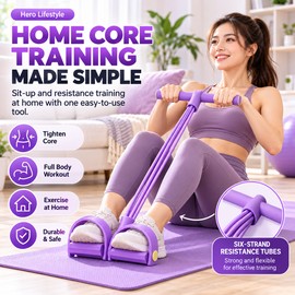 6-Tube Resistance Band Pedal Puller for Home Workouts – Elastic Exercise Equipment for Sit-Ups, Stretching & Yoga