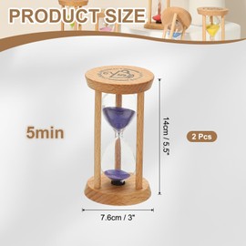PATIKIL 5 Minutes Sand Timer, 2 Pcs Wooden Sand Watch High Glass Sandglass Timer for Living Room Home Office Restaurant Decoration, Purple