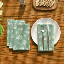 Horaldaily Spring Summer Cloth Napkins 18 x 18 Inch, Seasonal Plants Wild Fern Green Party Dinner Decoration Washable Napkins Set of 6