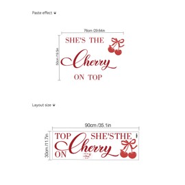She's The Cherry on Top Decal Sign for Balloons Arch Backdrop Cherry Themed Baby Shower Large Adhesive Letters Sticker Wall Decor Decorations