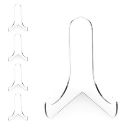 Boloyo 60-Degree Angle Acrylic Plate Display Stand , 6 Inch 5PC Clear Acrylic Display Holder Easel Base for Home Office Kitchen School Art Display