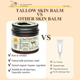 URQT Beef Tallow for Skin - Organic Grass-Fed Whipped Beef Tallow and Honey Balm