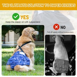 3 Pack Avont Washable Female Dog Diaper with Suspender, Reusable Girl Doggie Diapers for Small Medium Large Doggy in Heat Cycle Period Incontinence -XS