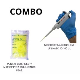 Jf Lhabo Micropipeta 10-100ul + Puntas Esteriles 200ul Jf Lhabo