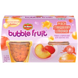 DEL MONTE BUBBLE FRUIT CUP Snacks, Peach Strawberry Lemonade, (4 Count per Pack, Pack of 6)