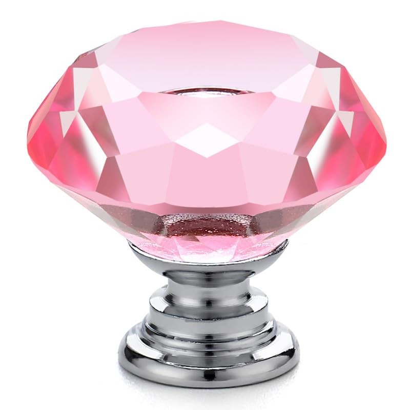 Ravinte Pack of 10 Crystal Drawer Knobs and Handles, Pink