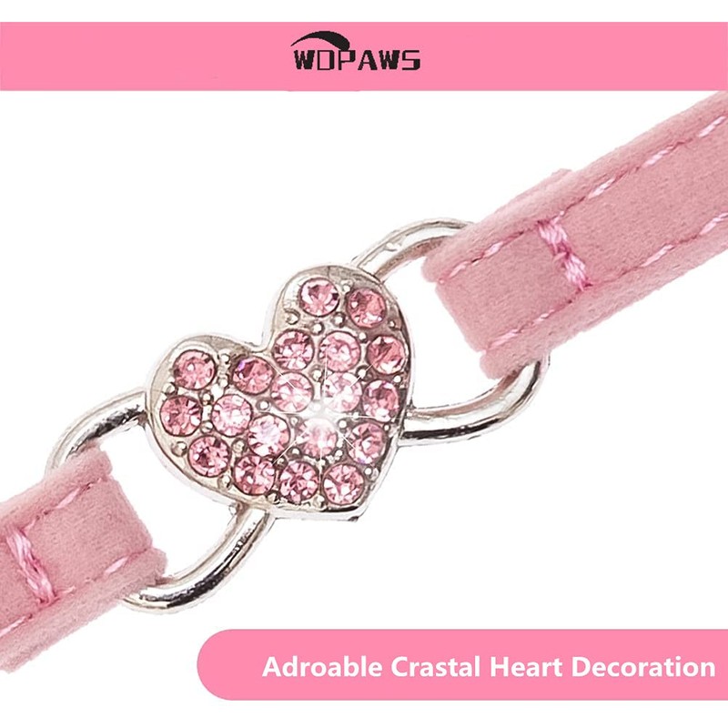 WDPAWS Heart Bling Cat Collar with Safety Belt and Bell