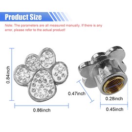 4PCS Bing Car Tire Valve Stem Caps, Dustproof Tire Air Cap, Crystal Rhinestone Tire Valve Cap for Women, Universal Dog Paw Car Tire Cap for Most Car, SUV, Truck, Motorcycle (White)