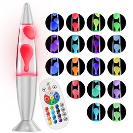 17 Color LED Color Changing Lamp with Remote, 13.5 Inch Blue Pink Red Green Purple Liquid Motion Lamp Table Lamp Night Light Relax for Adults and Kids Nightlight for Bedroom, Living Room, Kids Room