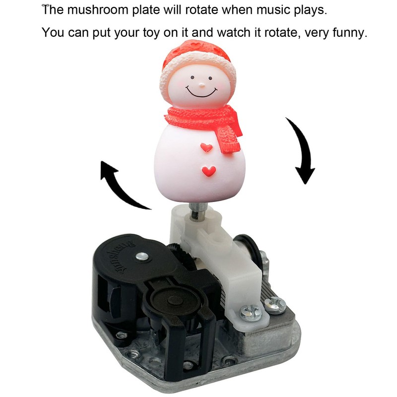 Wind Up Music Box with Rotating Mushroom Plate -Over The