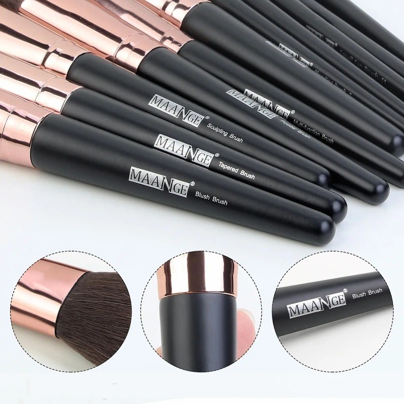 Maange Set de 18 Brochas para Maquillaje Profesional con Estuche