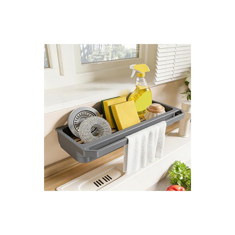 Kitchen Organisation, Sink Organiser, Wall Kitchen Shelf, No Drilling, Storage