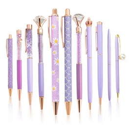11 Pzs Lapiceros Diamante Bolígrafos Brillo Pluma Exterior Violeta