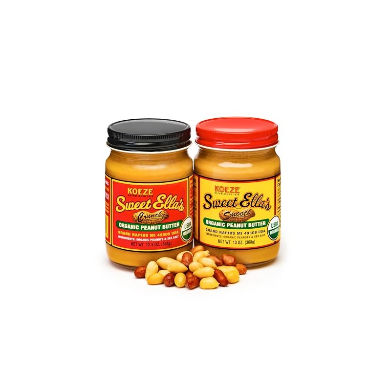 Sweet Ella's Smooth Organic Peanut Butter 13 oz. Jar
