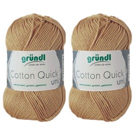 2 x 50 g Gründl Cotton Quick 100% Cotton, Crochet Yarn Mercerised, Gassed, Combed with Instructions for a Guinea Pig (139 Beige Dark)