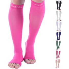 Doc Miller Open Toe Compression Socks for Men and Women, 15-20 mmHg, Calf Support Sleeves, Recovery Stockings, Wide Calf, Toeless Design, 1 Pair