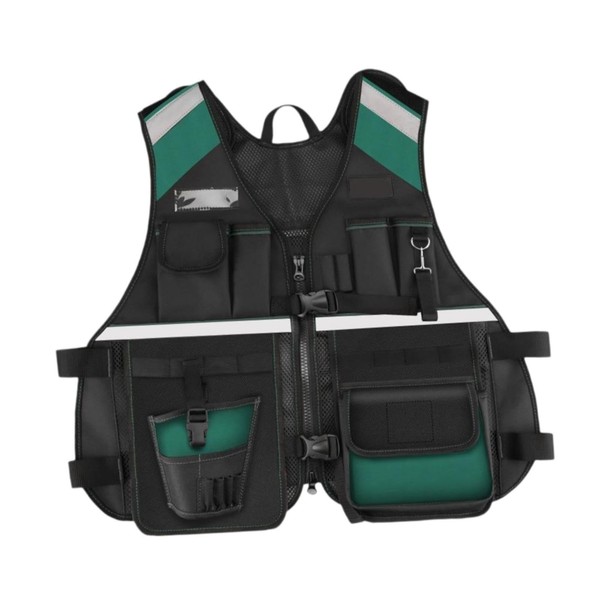 Milageto Electrician Tool Vest Tools Holder Breathable Front Pockets Hardware