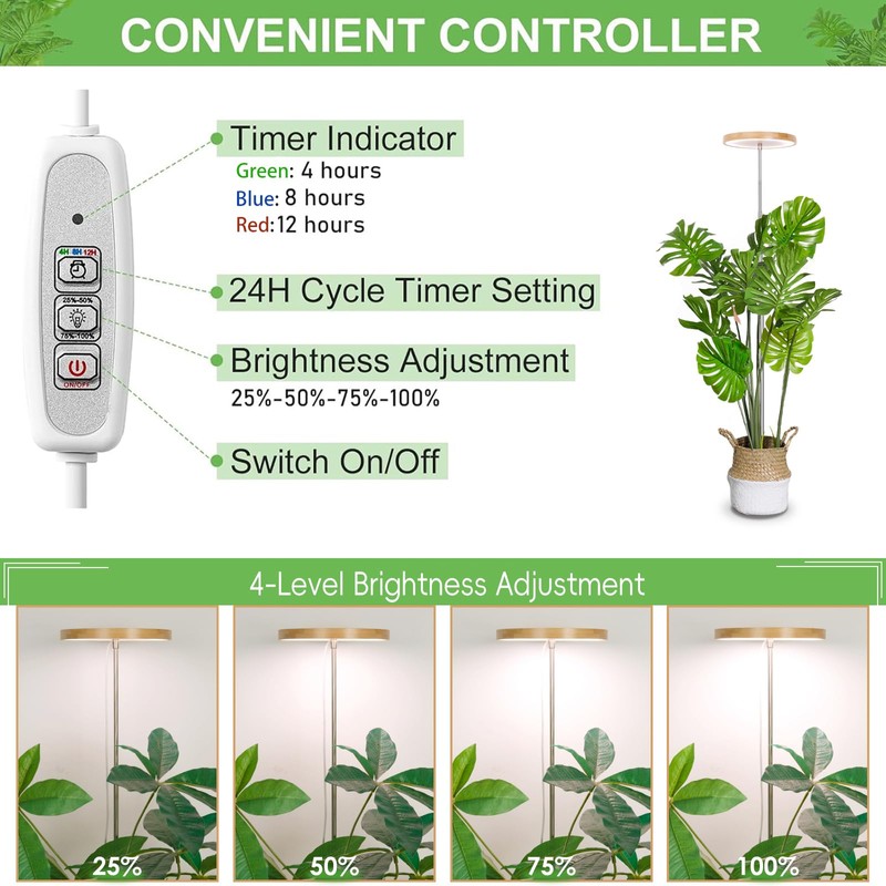 LBW Plant Grow Light Bamboo Plants Grow Lights for Indoor