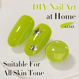 Double Rhythm 0.50 OZ Gel Polish Hema Free Same Color Same Bottle Golden Round Translucent Neutral Natural Milky 15 ML Jelly UV Polish Art DIY at Home (Olive Green-C1543)