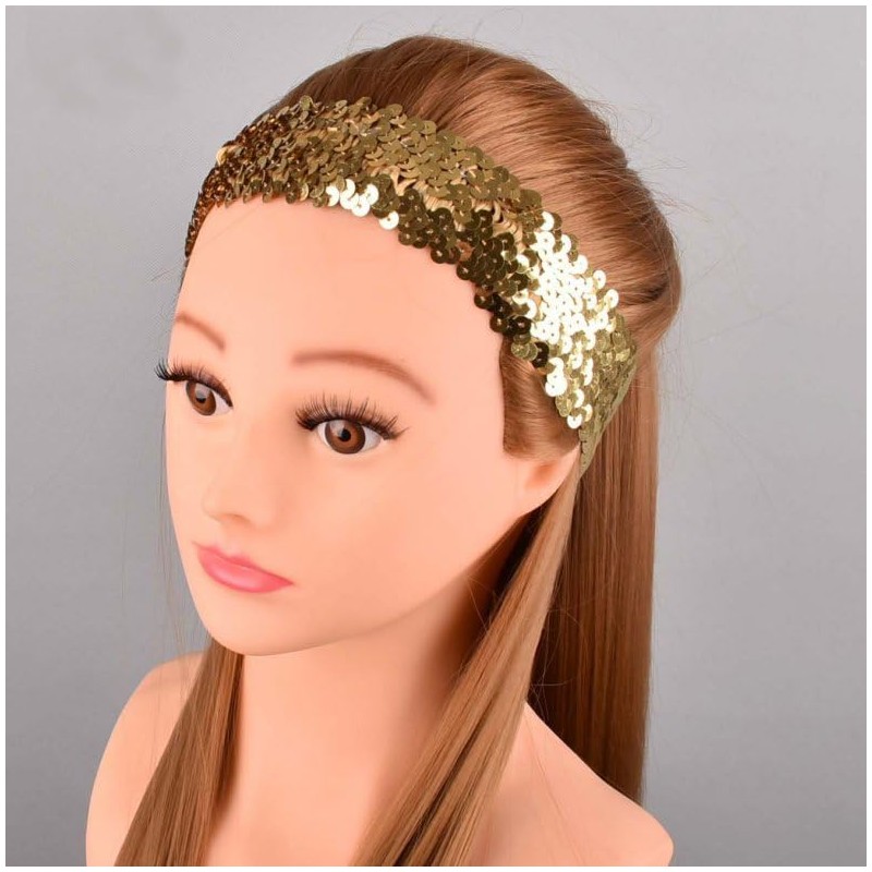 2Pcs Sequin Headband Elastic Sparkly Headband Glitter Headband Sports Shiny