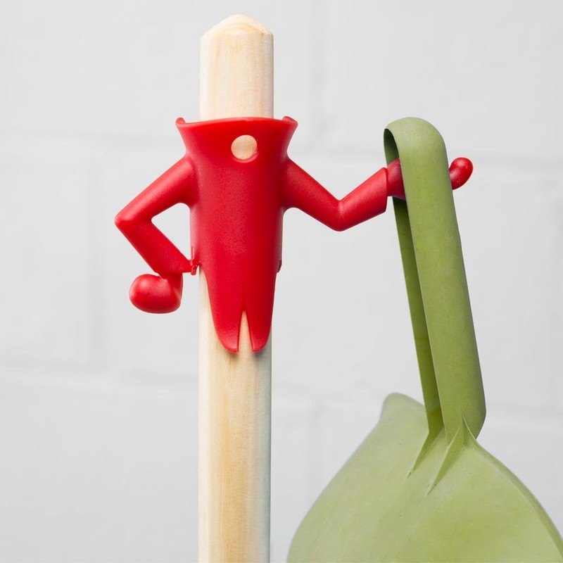 PELEG DESIGN Mr. Brooman-Dustpan Holder & Broom Red Hanger, 2.9