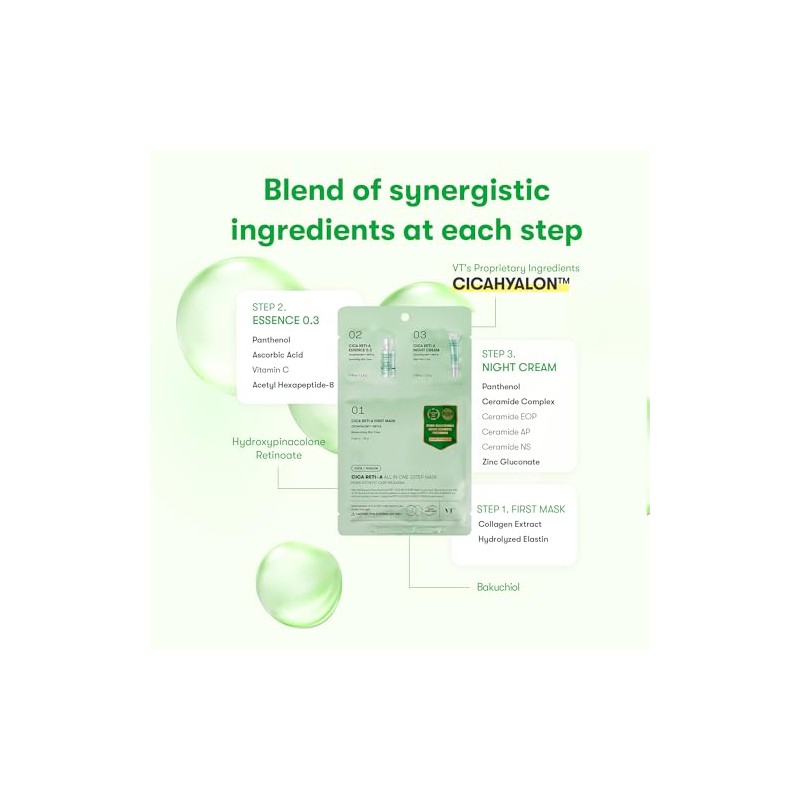 VT COSMETICS Cica Reti-A All-In-One 3-Step Sheet Mask