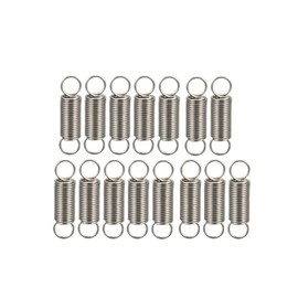 sourcing map Pack of 15 tension spring wire diameter 0.016 inches, AD 0.16 inches, free length 0.59 inches, stainless steel small double hook tension spring