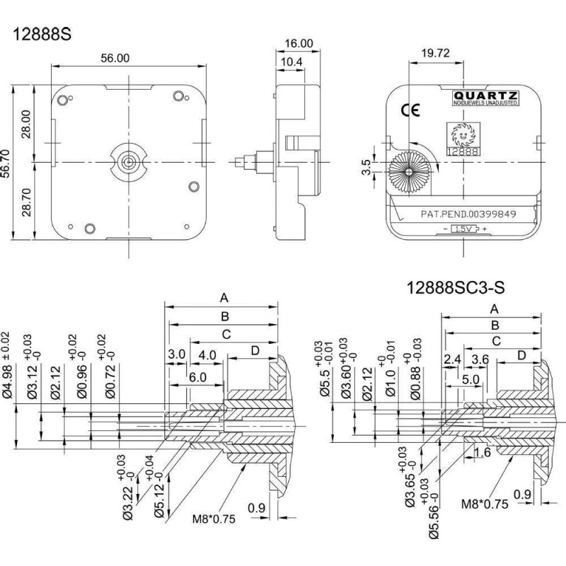 YoungTown Young Town Youngtown Genuine Quartz Wide-Shaft Movement 12888 23.5mm