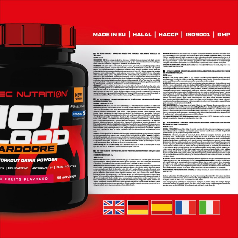 Scitec Nutrition Hot Blood Hardcore Beverage Powder Pre Training with
