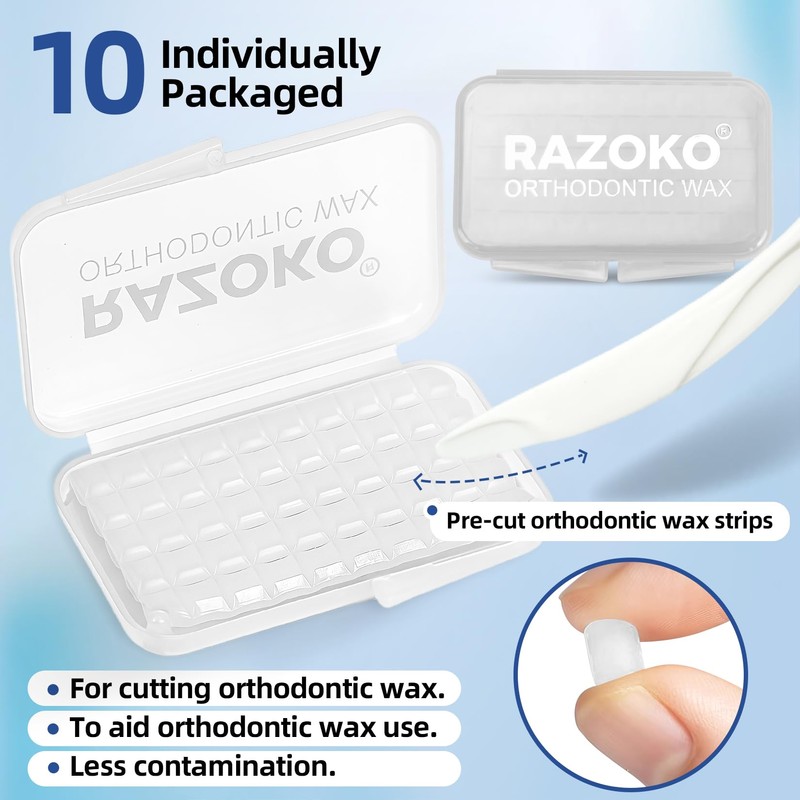 Orthodontic Wax for Braces,500-Count Pre-Sectioned Dental Wax Square