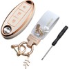 WEIFOU Fit for Nissan Key Fob Cover 3 Button, Smart Key Case for Altima Rogue Murano Pathfinder, Keys Shells with Keychain, Car Accessories Bling (RC3A White)