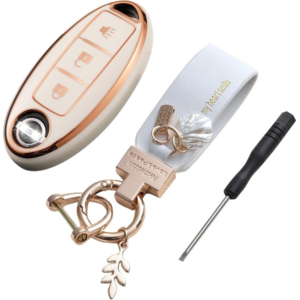 WEIFOU Fit for Nissan Key Fob Cover 3 Button, Smart