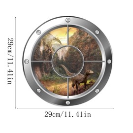 Bustlwor Pack of 4 3D Wall Stickers Underwater World Wall Stickers Bathroom Pictures Wall Sticker 3D Porthole for Children's Room Bedroom Living Room Bathroom Wall Decoration (Dinosaur Pattern)