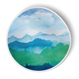 Squiddy Watercolor Mountains - Vinyl Sticker Decal for Phone, Laptop, Water Bottle (2" Tall)