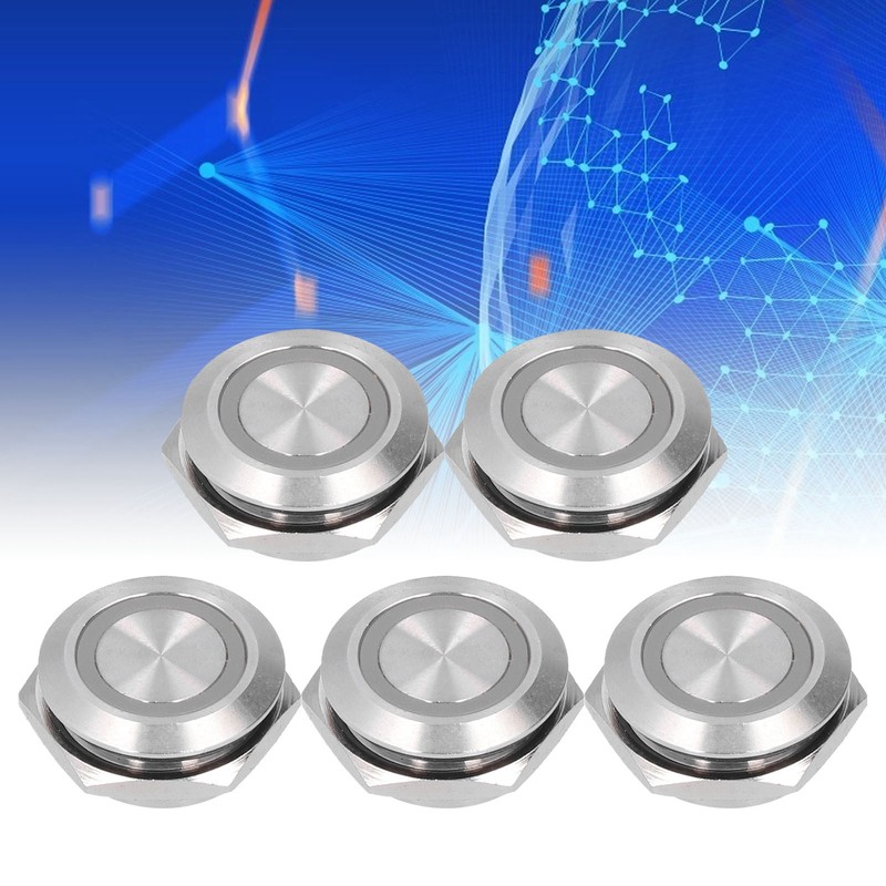 5Pcs Momentary Push Button Switch Metal Auto Reset Ultra Thin