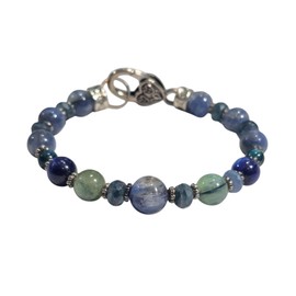 Kyanite Natural Crystal Memory wire Bangle Bracelet with Heart Clasl *Gift Wrapped* (8")