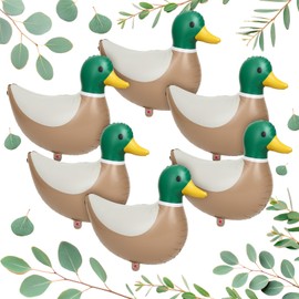PullCrease 12 Pcs 28.3'' Mallard Duck Shaped Foil Balloons for Duck Hunting Birthday One Lucky Party Decoration Party Supplies